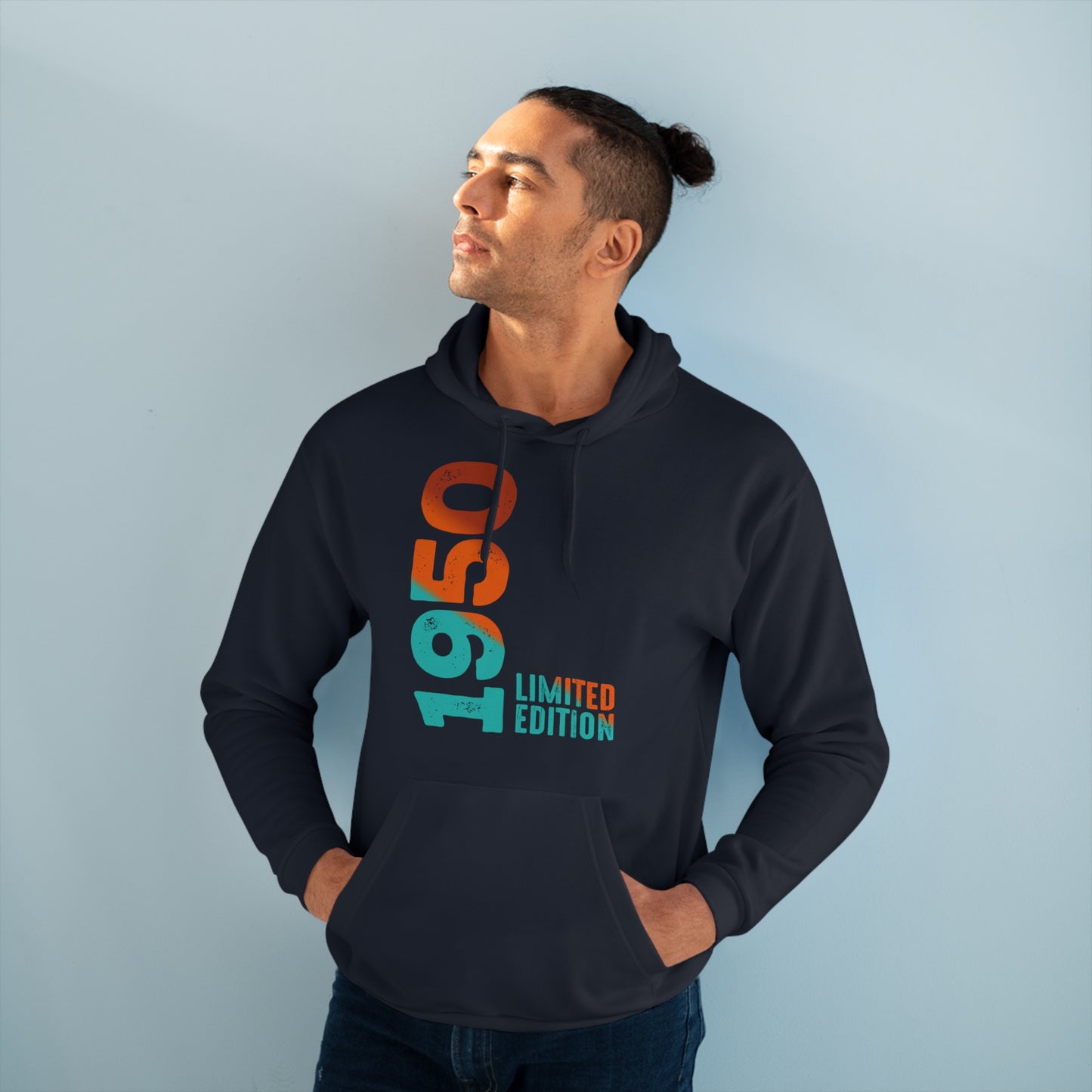 Limited Edition 1950 Geburtstag Orange-Blau Pullover Hoodie