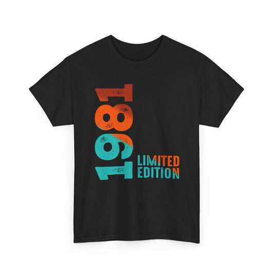 Limited Edition 1981 Geburtstag Orange-Blau T-Shirt