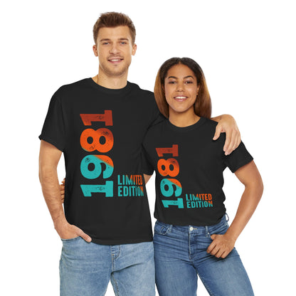 Limited Edition 1981 Geburtstag Orange-Blau T-Shirt